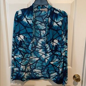 Chico’s Women's Abstract Blue Knit Cardigan